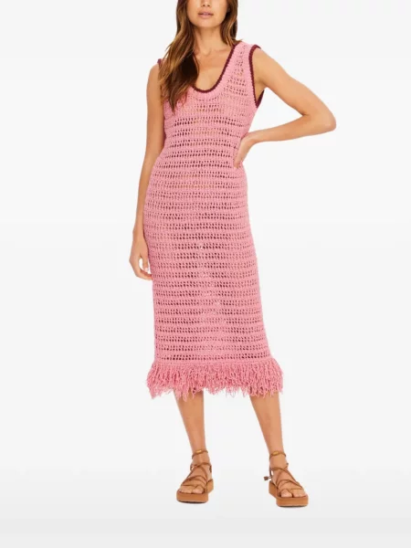 Rochie midi The Upside cu franjuri roz