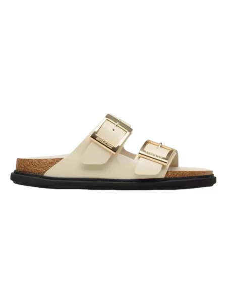 Klapki Birkenstock skórzane beżowe