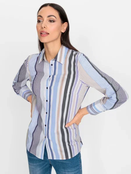 Heine Bluză bej / albastru marin / albastru deschis alb