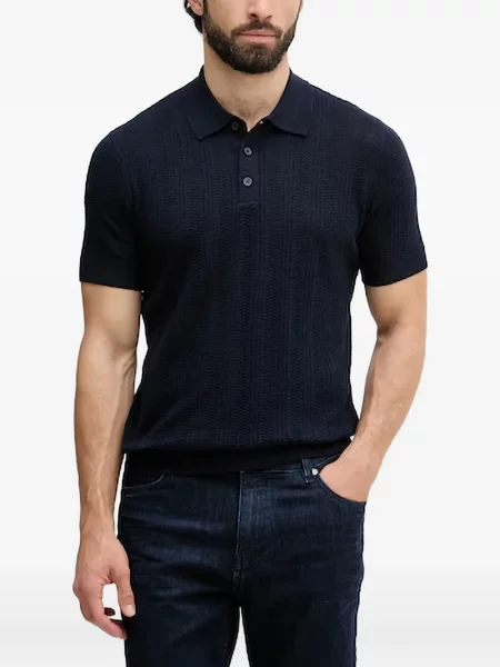 Tricou polo Benetton tricotate albastru