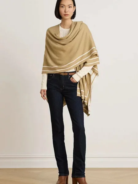 Lauren Ralph Lauren poncho pentru femei cu lână bej