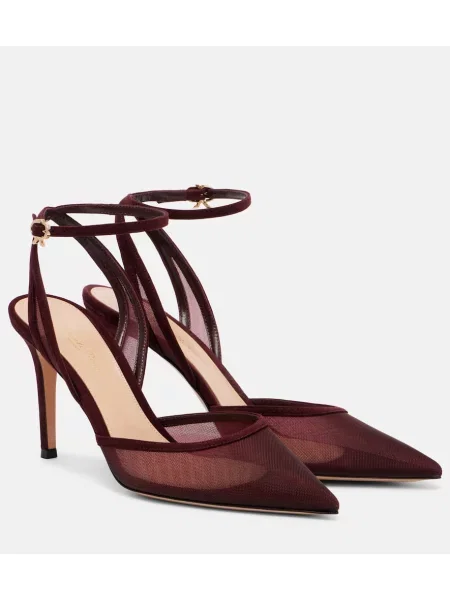 Pantofi cu toc Gianvito Rossi din piele de căprioară bordo