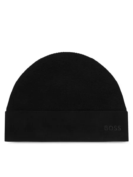 BOSS Green čiapka pánska s prímesou vlny Aflix_Beanie čierna