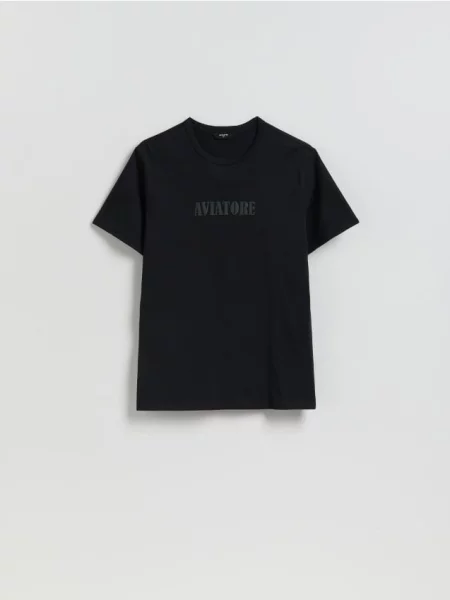 Reserved Tricou slim cu imprimeu negru