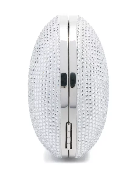 Geantă Mach & Mach de cristal cu motiv cu inimi mini alb