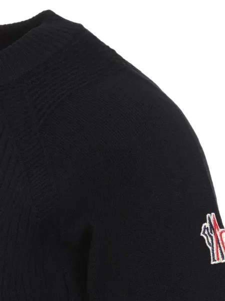 Lung pulover Moncler Grenoble tricotate negru