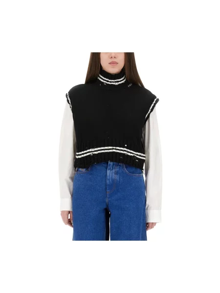 Sweter z golfem Marni bez rękawów czarny