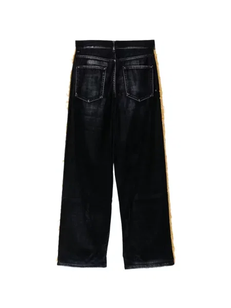 Blugi Ann Demeulemeester cu franjuri albastru