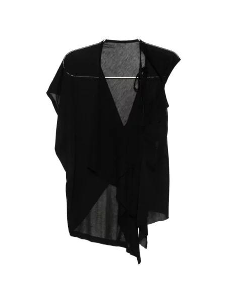 Top Yohji Yamamoto asimetric drapat negru