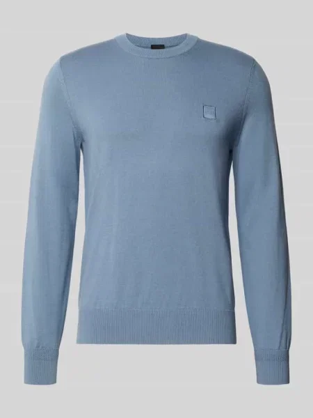 Sweter w kroju regular fit z mieszanka bawełny i kaszmiru model Kanovano' Boss Orange niebieski