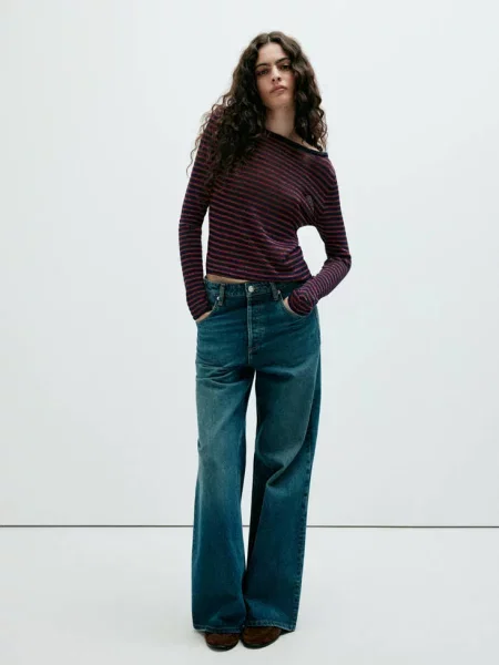Sweter w paski z lureksową nitką Kobieta XXL MANGO granatowy
