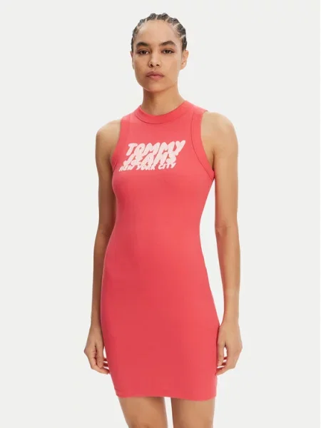 Φόρεμα καθημερινό Tommy Jeans ροζ