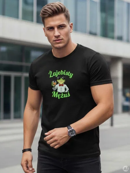 T-shirt ZAJEBISTY MĘŻUŚ prezent Dstreet czarny