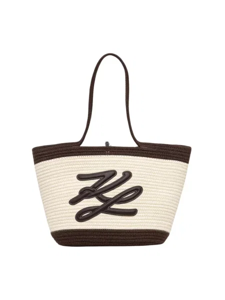 Shopperka Karl Lagerfeld z logo beżowa