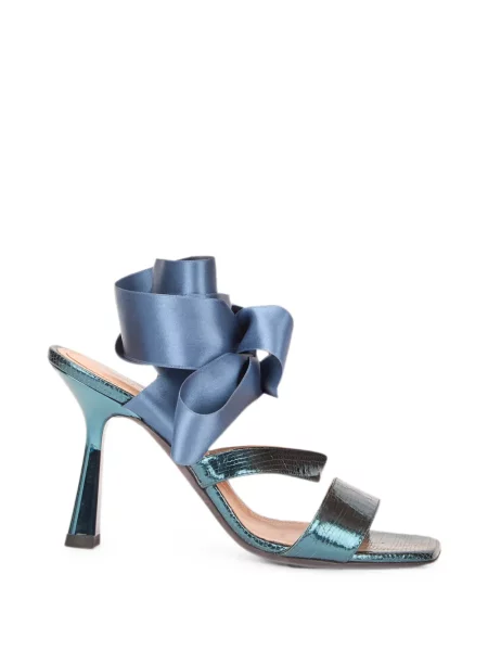 Sandale Alberta Ferretti cu funde din satin albastru