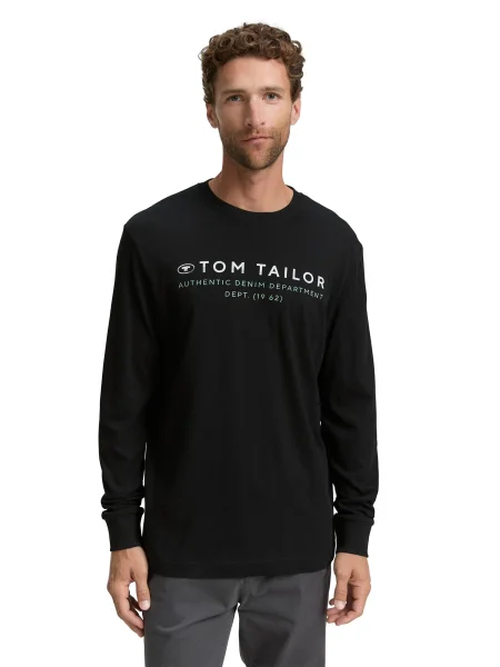 TOM TAILOR Tricou verde pastel / negru alb