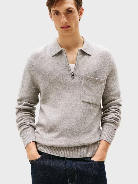 Вовняне поло Tommy Hilfiger сіре