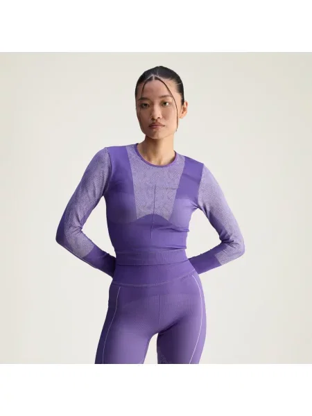 Top Adidas By Stella Mccartney z długim rękawem bezszwowy fioletowy