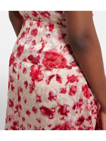 Fusta maxi Isabel Marant cu model floral din jacard roz