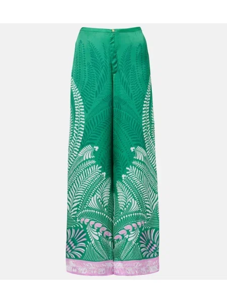 Pantaloni Poupette St Barth cu talie înaltă cu imagine verde