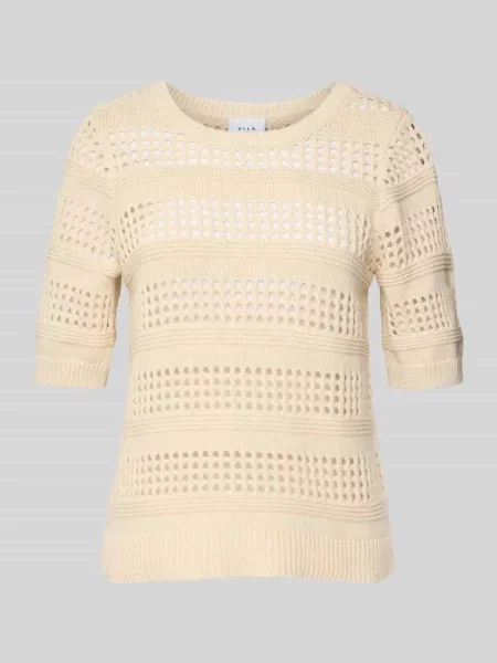 Sweter z dzianiny z rękawem o dł. model ‘ELINJA’ Vila biały