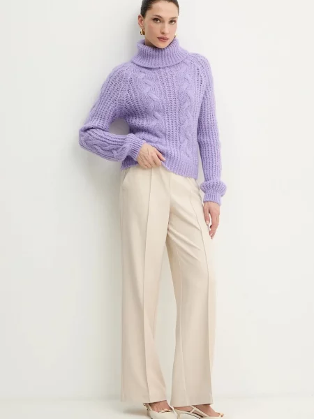 Светр з додаванням вовни альпаки Morgan гольф MPALMA фіолетовий