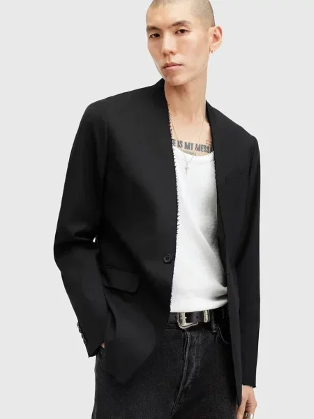 Suknjič s primesjo volne AllSaints WREN črna