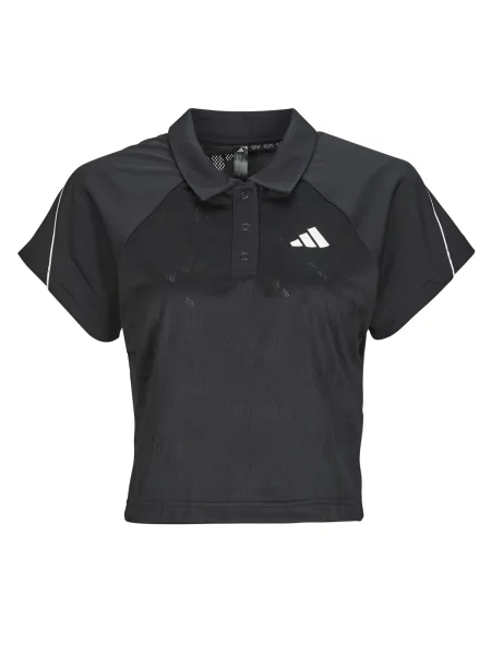 Prugasta jacquard tenis polo majica Adidas crna