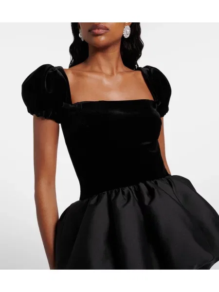 Rochie midi Self-portrait de catifea negru