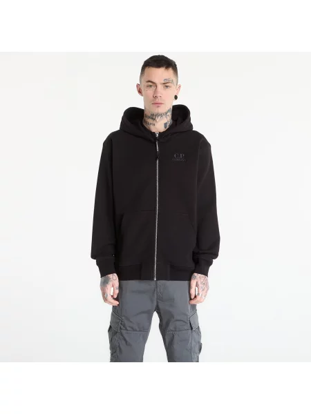 Majica s kapuljačom C.p. Company od flisa s kapuljačom crna