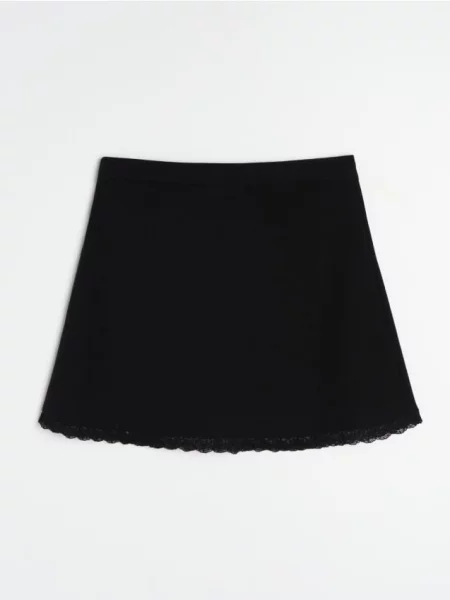 Кружевная юбка мини Sinsay черная