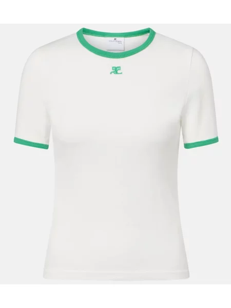 Tricou Courreges din jerseu alb