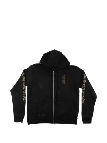 Hanorac cu glugă Chrome Hearts cu motiv cu inimi cu autograf negru