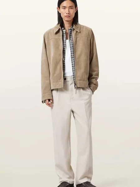Шерстяные брюки Allsaints бежевые