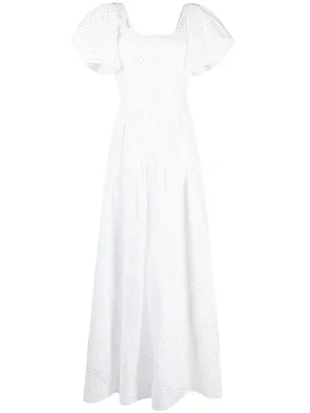 Rochie maxi Alberta Ferretti cu broderie alb