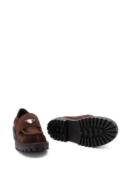 Pantofi loafer Prada din piele de căprioară maro