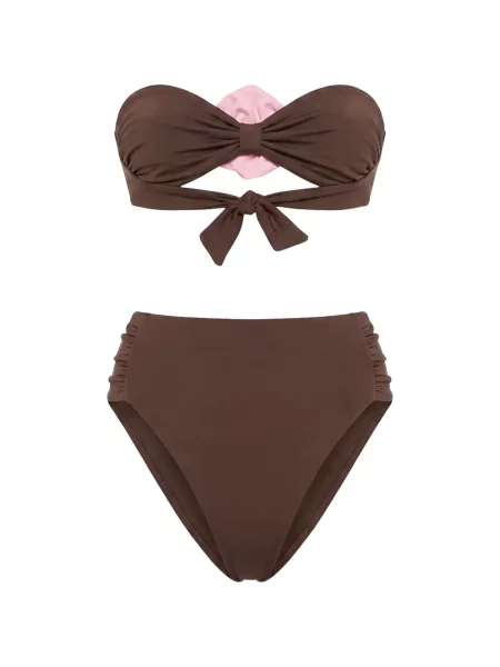 Bikini La Reveche cu model floral cu aplicații maro