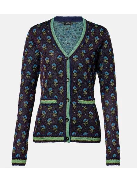 Cardigan Etro cu model floral din jacard