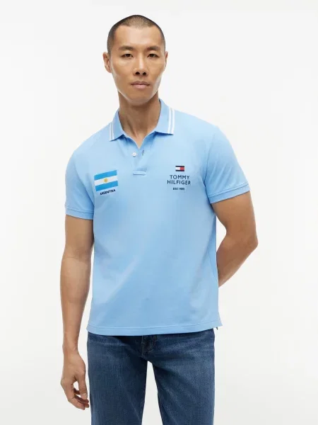TOMMY HILFIGER Majica STANDARD COUNTRY ARGEN marine / azur / svetlo modra bela