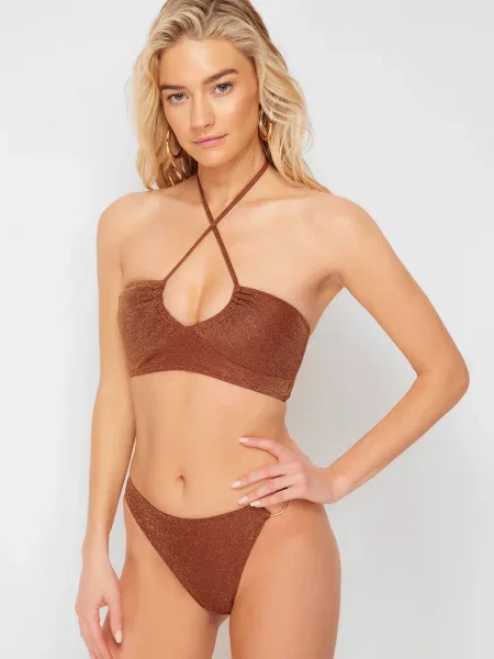 Top Trendyol fără bretele maro