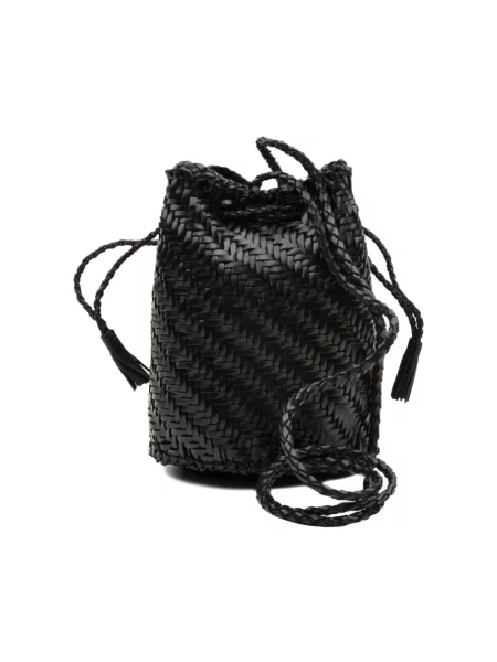 Torebka skórzana Dragon Diffusion skórzana z pomponem czarna