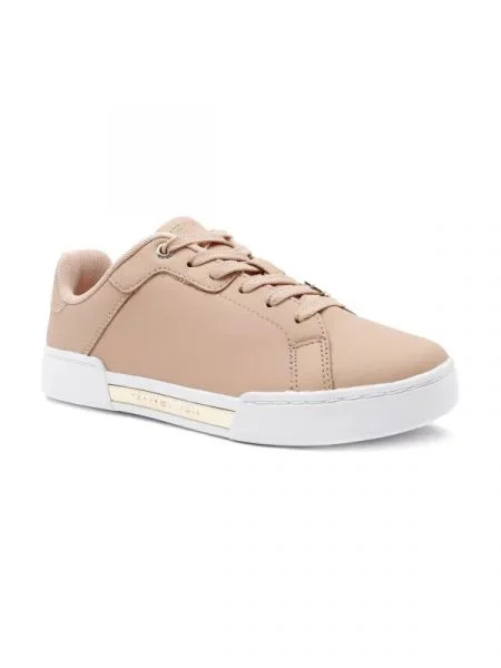 Tommy Hilfiger Bőr tornacipő COURT SNEAKER GOLDEN TH bézs