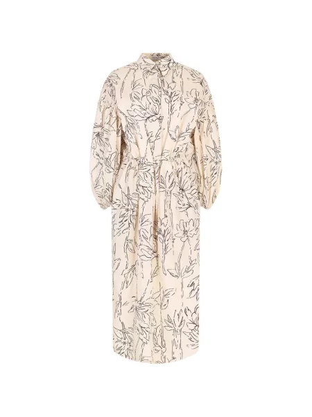 Rochie midi Brunello Cucinelli cu model floral cu imagine cu cordon