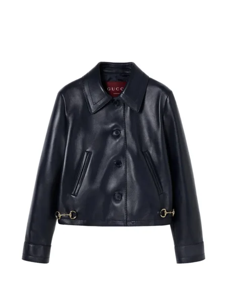 Kurtka skórzana Gucci niebieska