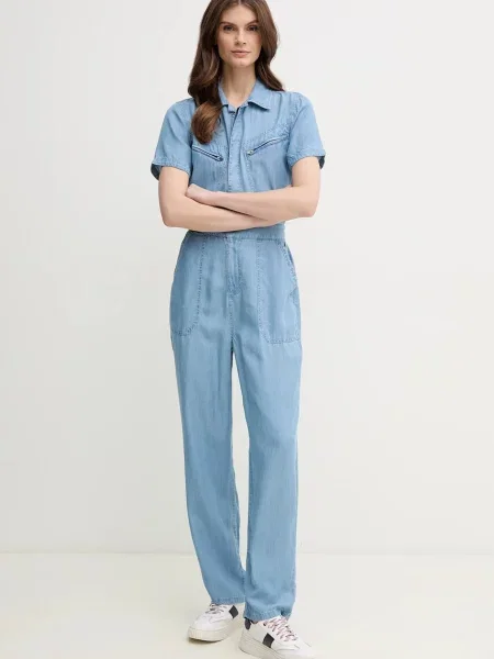 Pepe Jeans kombinezon ESMERALDA z kołnierzykiemm niebieski