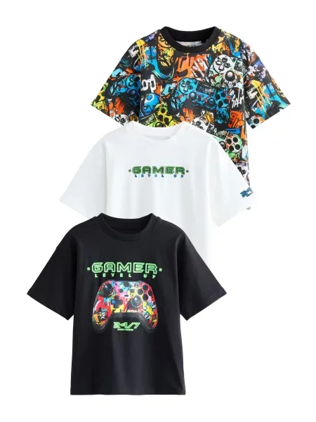 Next Tricou verde / portocaliu / negru alb