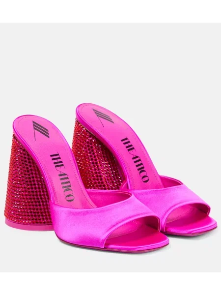 Papuci tip mules The Attico din satin roz