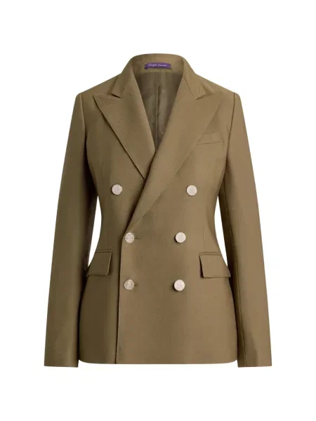 Geacă Ralph Lauren Collection din cașmir cu două rânduri de nasturi verde