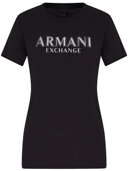 Tricou Armani Exchange cu autograf negru