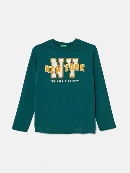 United Colors of Benetton Detská košeľa s dlhým rukávom zelená
